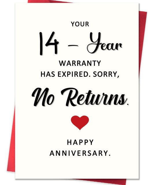 Smithtuy Funny 14 Year Anniversary Card,14th Wedding Anniversary Card Gifts for Him Her Husband Wife Couples,Ivory Anniversary Cards Gifts for Women Men