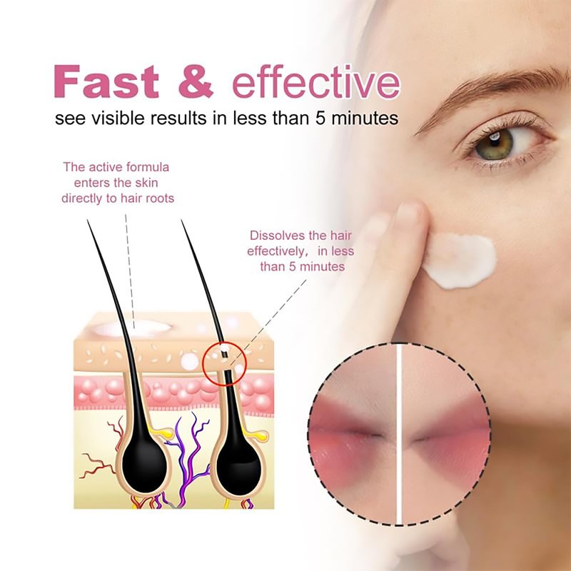 Facial Depilatory Cream, Peach Facial Hair Removal Cream for Upper Lip and Chin for Women, Womens Facial Hair Remover for Sensitive Skin, Gentle and Non-irritating (2PCS)