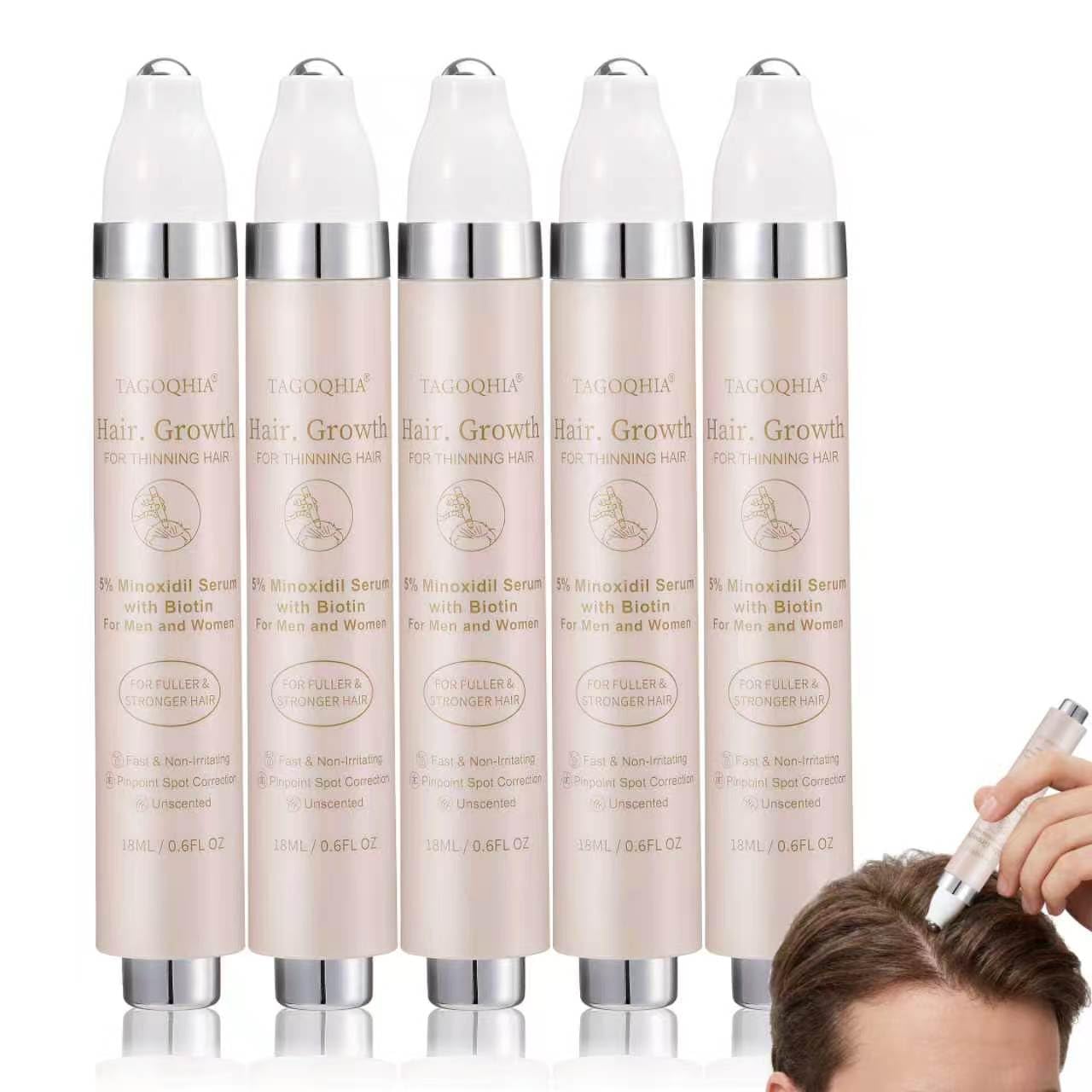 Hair Growth Serum Roll-On | 5% Minoxidil Gel for Men & Women - Anti Hair Loss Treatment (18ml)