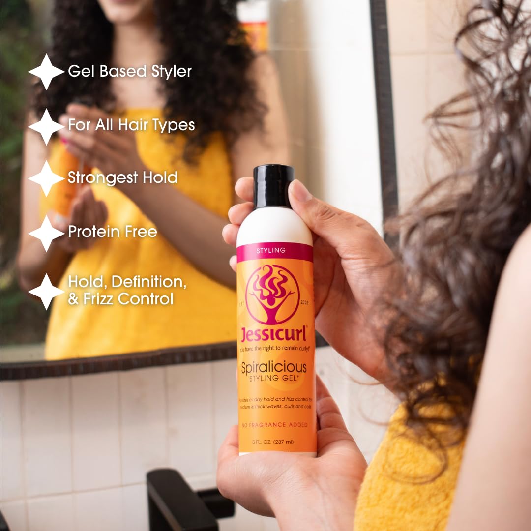 Jessicurl Spiralicious Gel - Citrus Lavender Curl Defining Gel for Frizz Control | 32 Fl Oz, All Hair Types