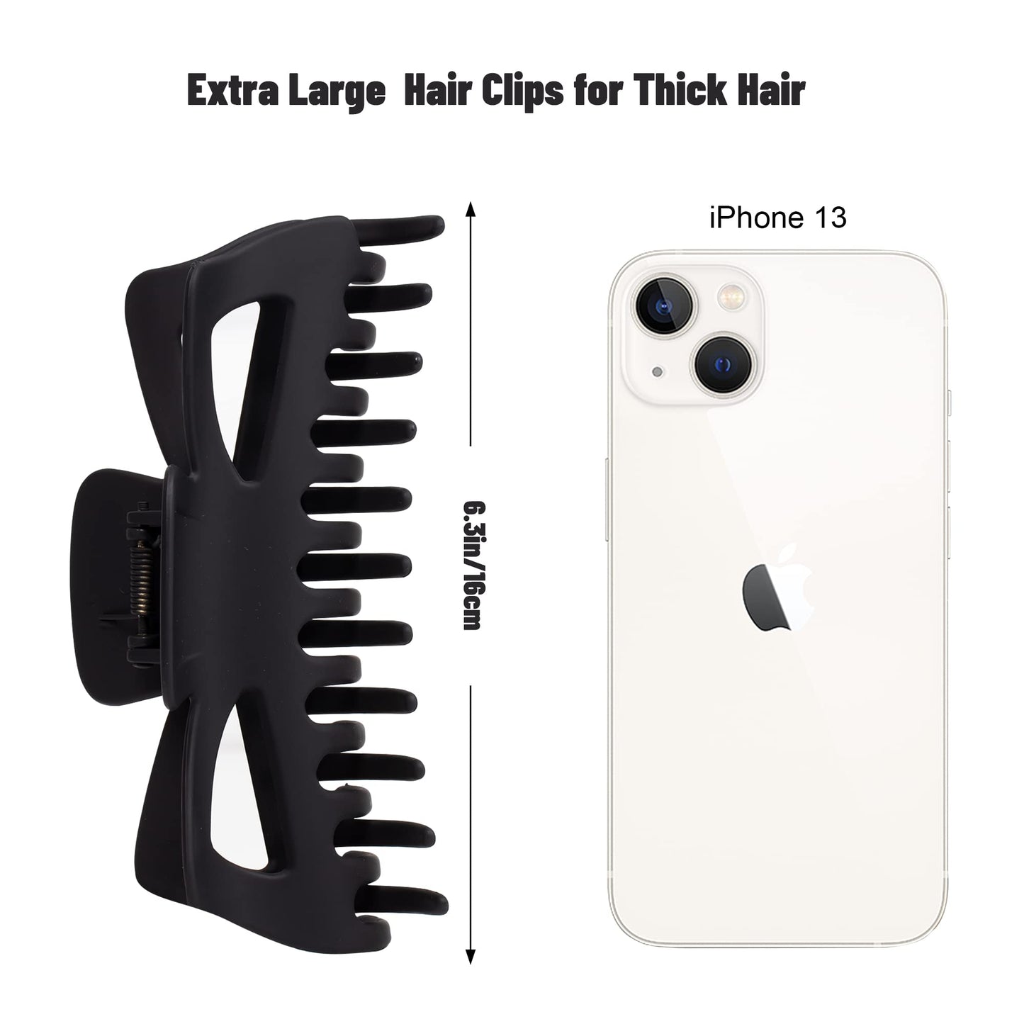 Antmoilios Extra Large Claw Clips for Thick Hair, 6.4 Inch Strong Hold Matte Jumbo Accessories for Women Long Curly Hair Cute Nonslip Big Jaw Clip French Giant Hair Clip 4 Pack (Black, Brown leopard)