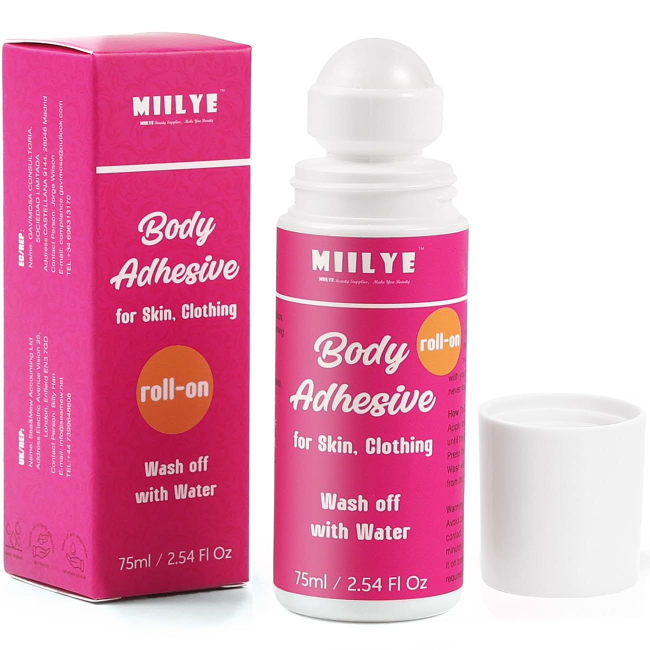 Body Adhesive Roll-On | Sweat Resistant & Water Wash Off | 2.54 Oz for Dancers, Socks, Leotards, Costumes