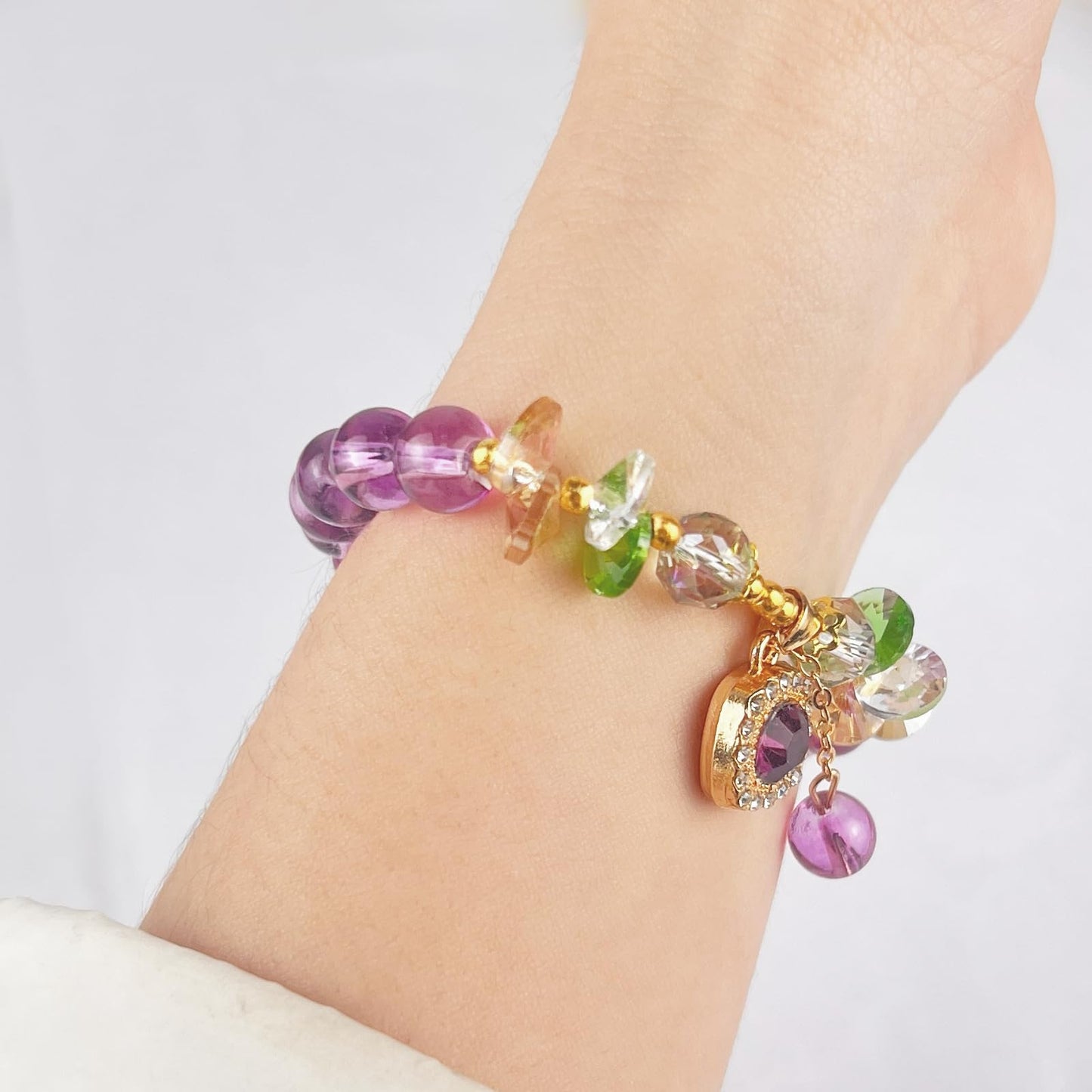 Boho Chic Amethyst Stretch Bracelet - Healing Crystal Elastic Gift for Women
