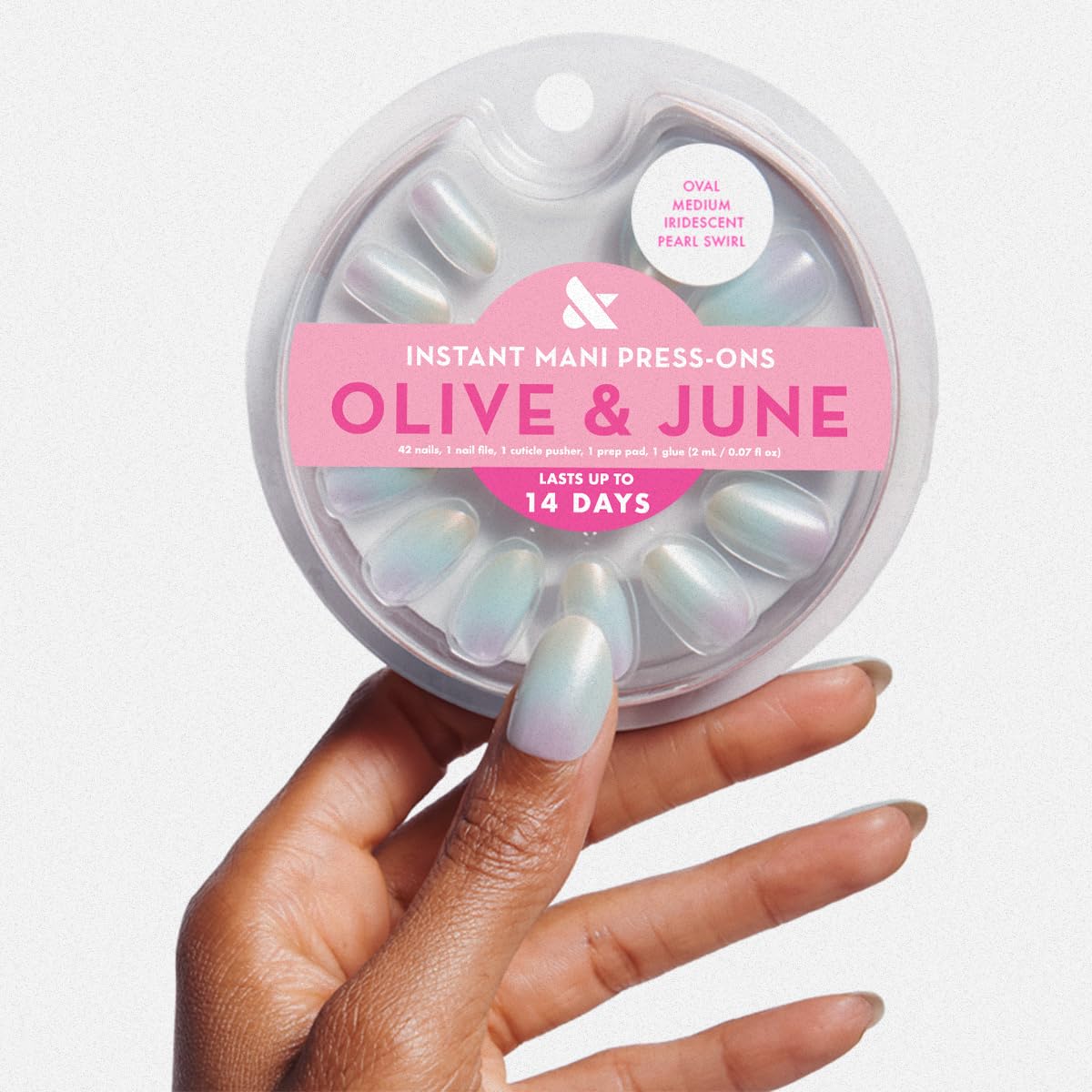 Instant Mani Summer Press-On Nails - Non-Toxic, Long-Lasting | 42 Fake Nails in 21 Sizes | Medium Almond Shape