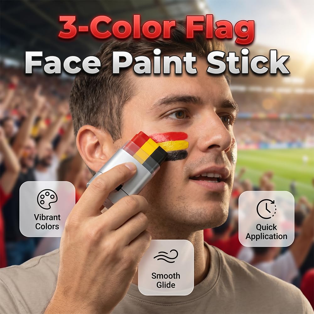 Red White and Blue Face Paint Sticks | Washable Body Paint for Sports Fans - Perfect for Baseball, Soccer, Football Events