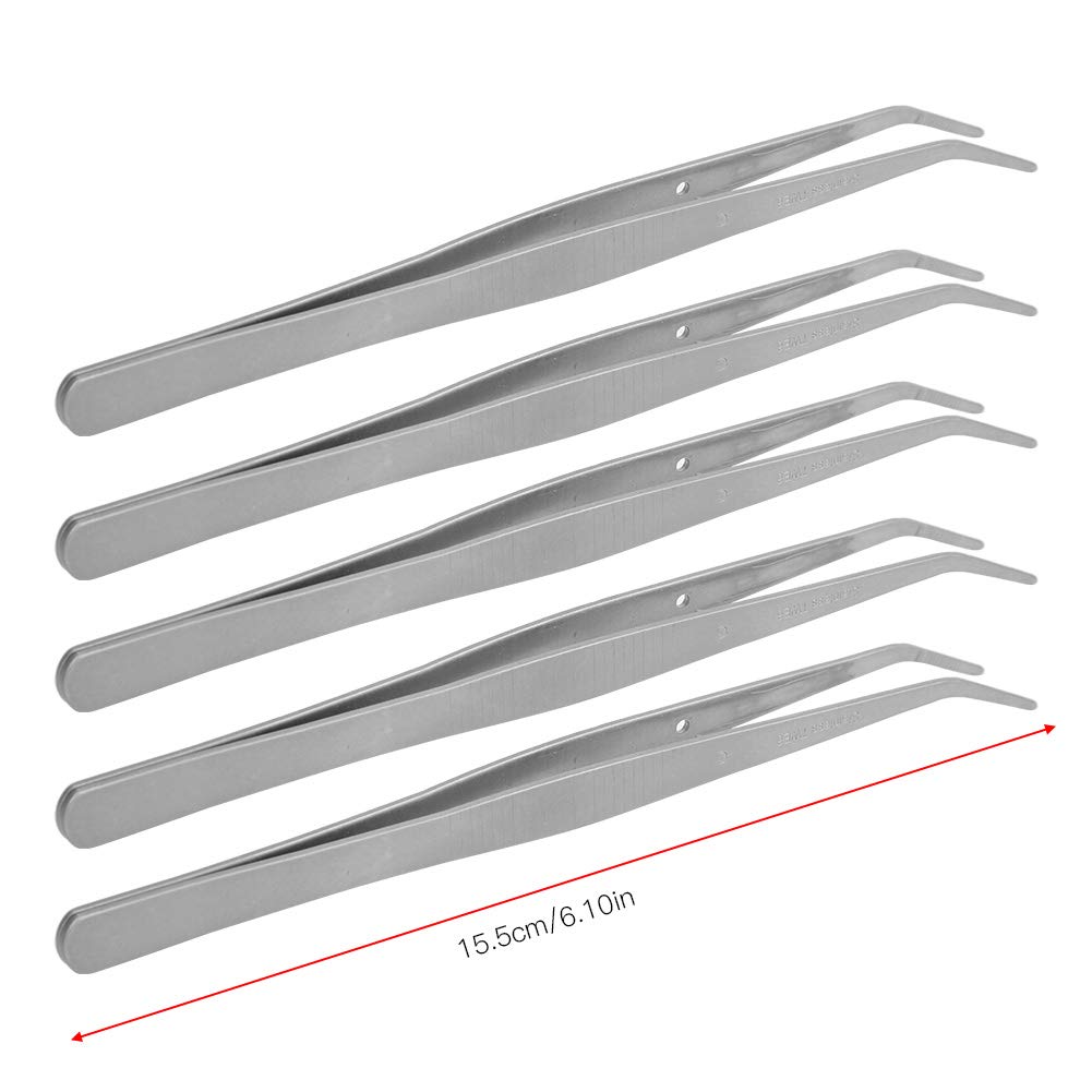 Curved Tweezers for Sewing Machine, Stainless, 6 1 Inch, 5 Pack, Tool