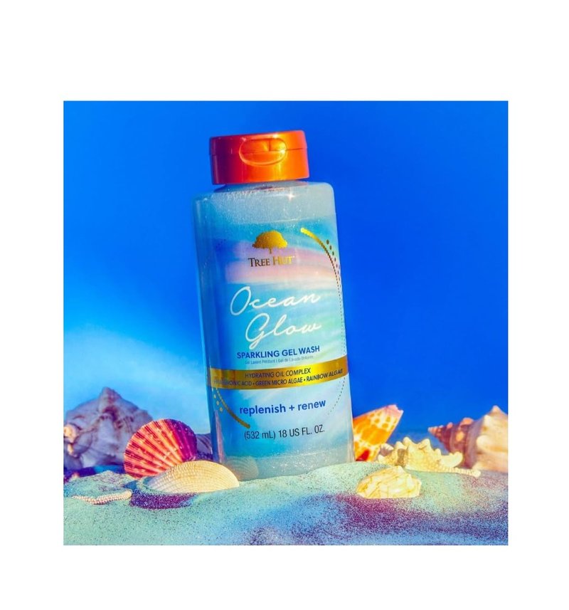 Tree Hut Ocean Glow Hydrating Foaming Gel Body Wash, 18 fl oz Ocean Glow Hydrating Fragrance Mist, 5.2 fl oz