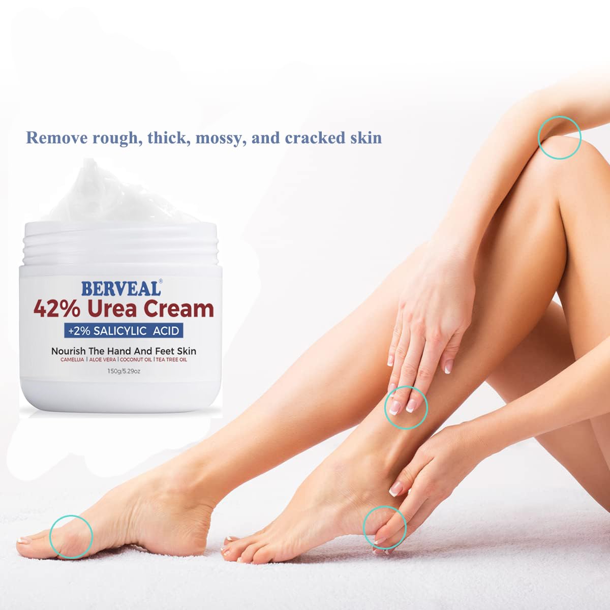 BERVEAL Urea Cream with 2% Salicylic Acid Foot Cream for Dry Cracked Heels, Heel Care Cream 5.29 Oz (Pack of 1)