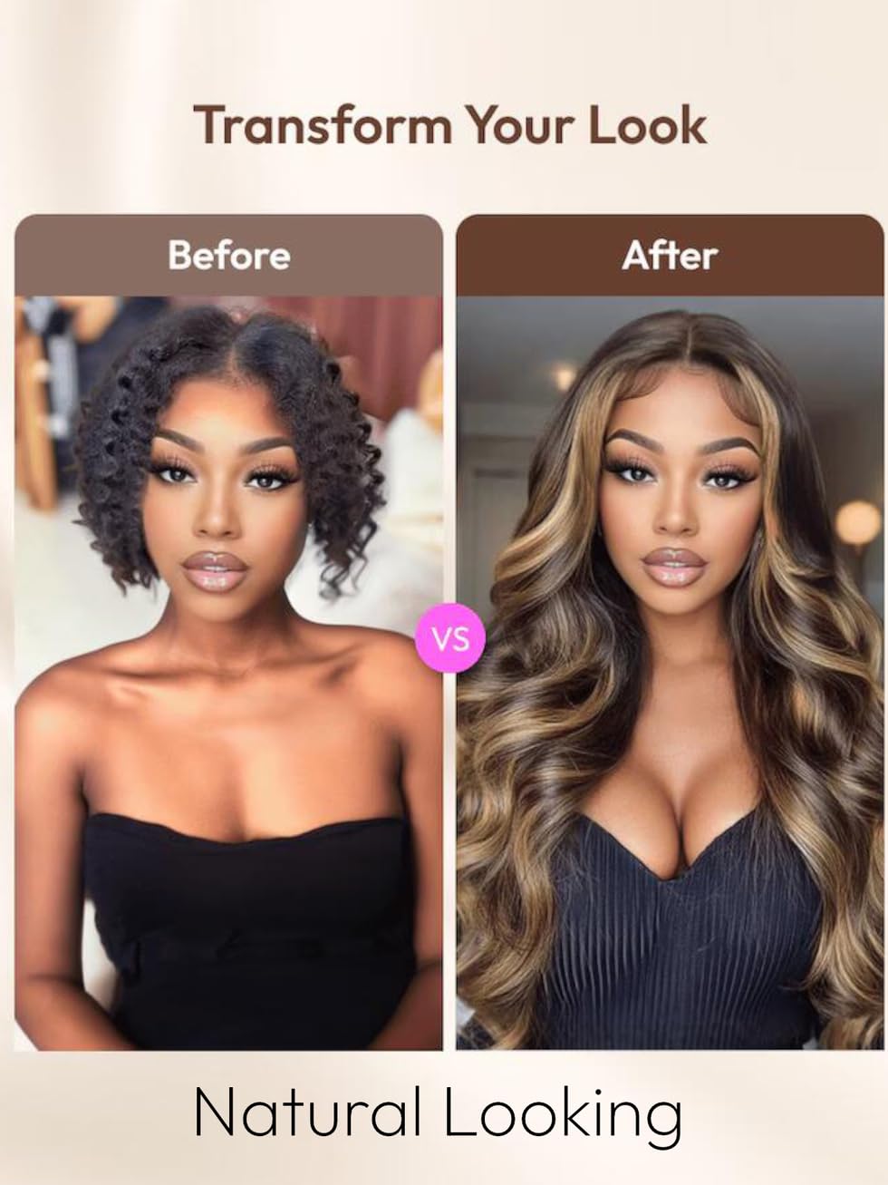 UNICE Bye Bye Knots Glueless Wig 7x5 Pre Cut Lace Front Wigs Butterscotch Highlights Brown Loose Wave Human Hair Put on and Go Wig Pre Plucked Bleached Invisible Knots 150% Density 22 Inch