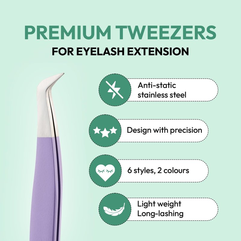 Eyesy Lash Eyesy Boot Lash Tweezer | Professional Volume False Lash Application Tool | Multi Shapes & Purposes Tweezers | Non-Slip Grip Tweezers (Black)