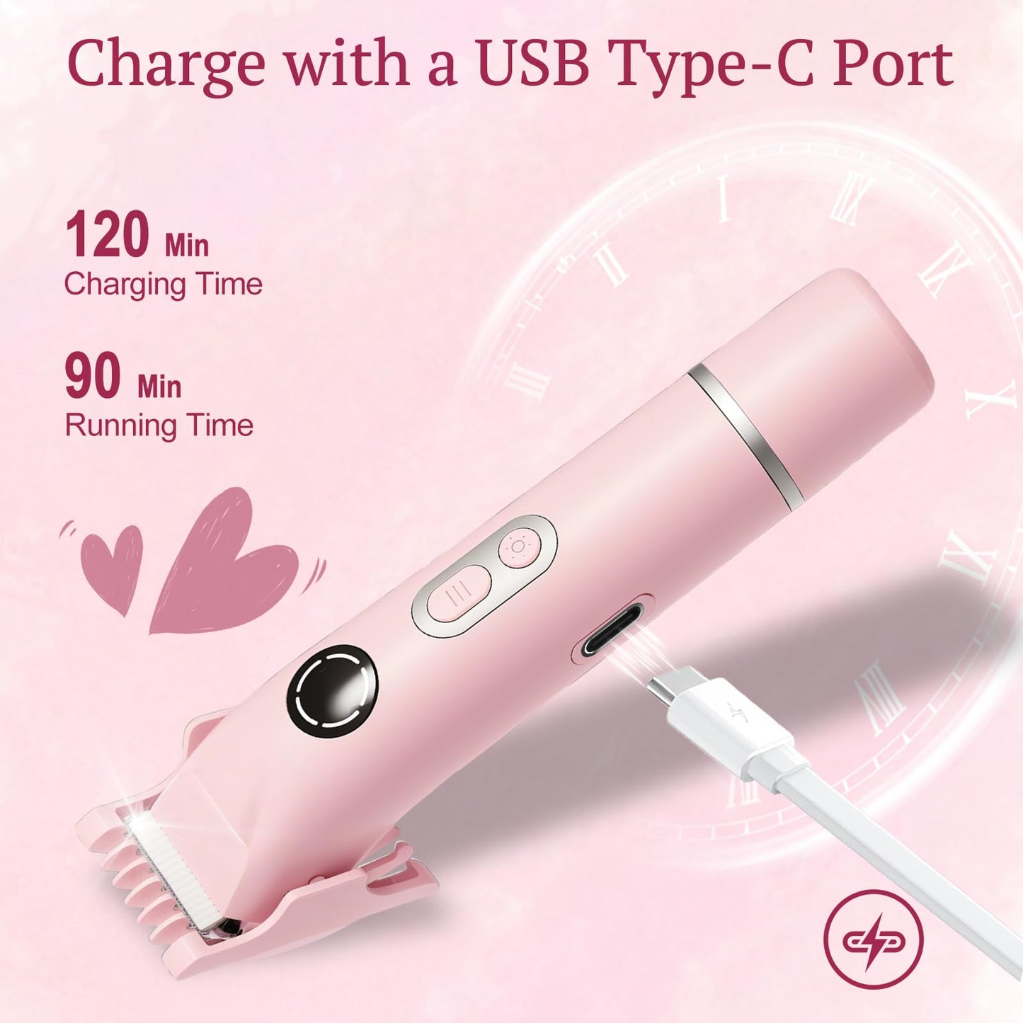Bikini Trimmer for Women, 4 in 1 Wet/Dry Electric Razors for Women - Dual Head, Painless Rechargeable Portable Womens Razors for Shaving Set for Face, Nose, Eyebrows, Armpits, Bikini Area (Pink)