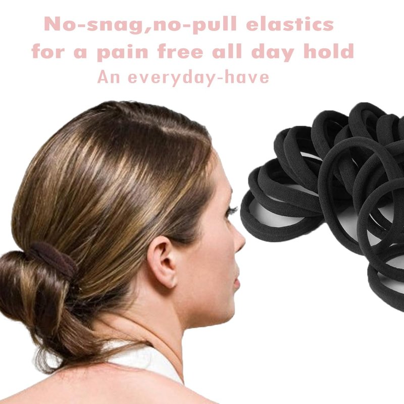 Hair Ties No Damage - Strong Stretchy Snag-Free Hair Bands | Soft Nylon Ponytail Holders for Everyday Use | 20-Pack for Women & Teens