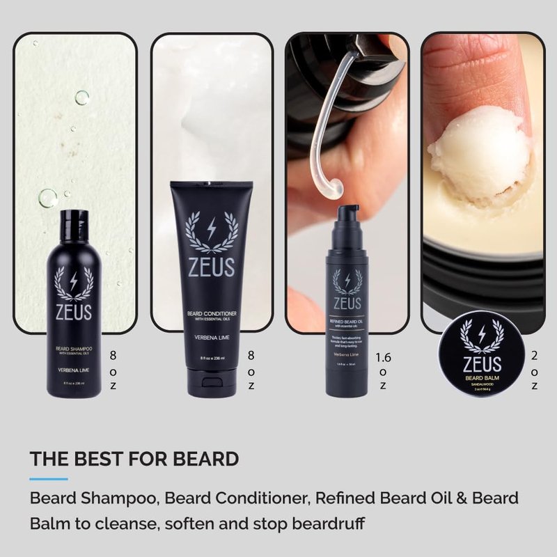 ZEUS Ultimate Beard & Body Care Kit for Men – Complete Premium Grooming Set with Skin & Beard Care Essentials, Perfect Gift for Him