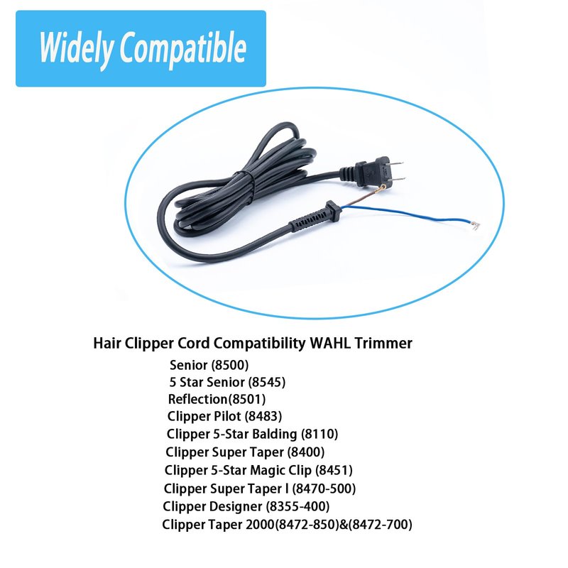 Trsobi 00647-500 Replacement Cord for WAHL Electric Clippers Compatible with Star Sr,Senior,SuperTaper,Designer,Balding,Magic Clip,647-500 Hair Clipper Cord