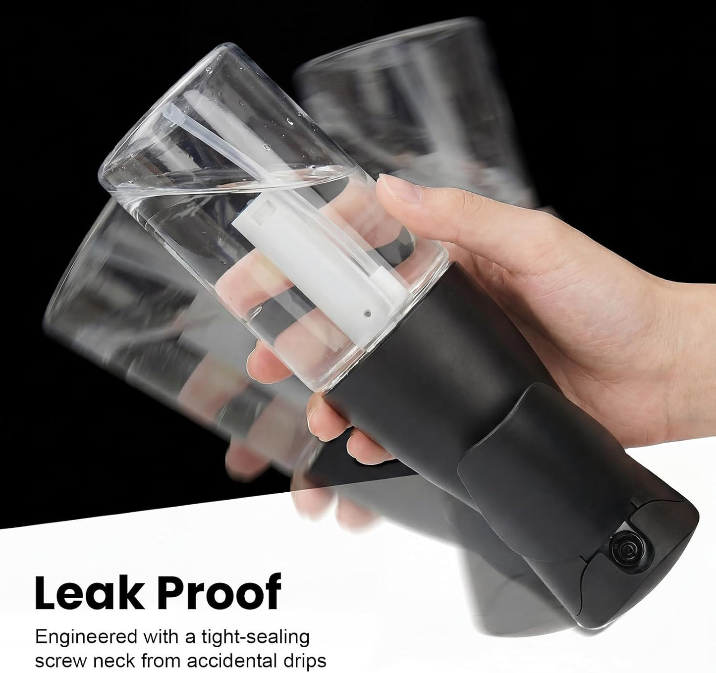 Continuous Spray Bottles - 250ml/8.5oz Fine Mist Sprayer for Hair, Cleaning & Skin Toner | 2 Pack (Black)
