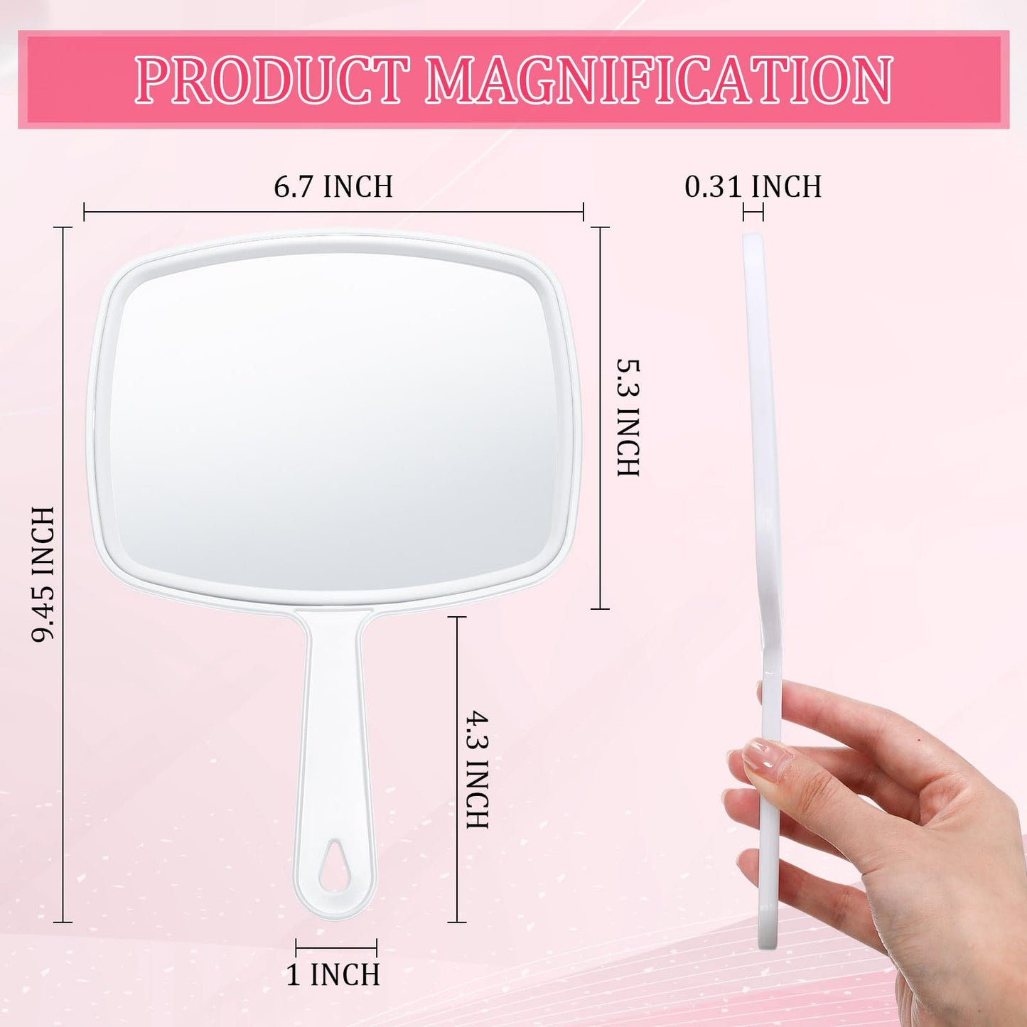 Geetery 12 Pcs Hand Mirror Handheld Makeup Mirrors with Handle Wall Mount for Cosmetic Bathroom Home Barber Salon Travel Portable Beauty School Gift for Women Student 6.69 x 9.45 Inch(White)