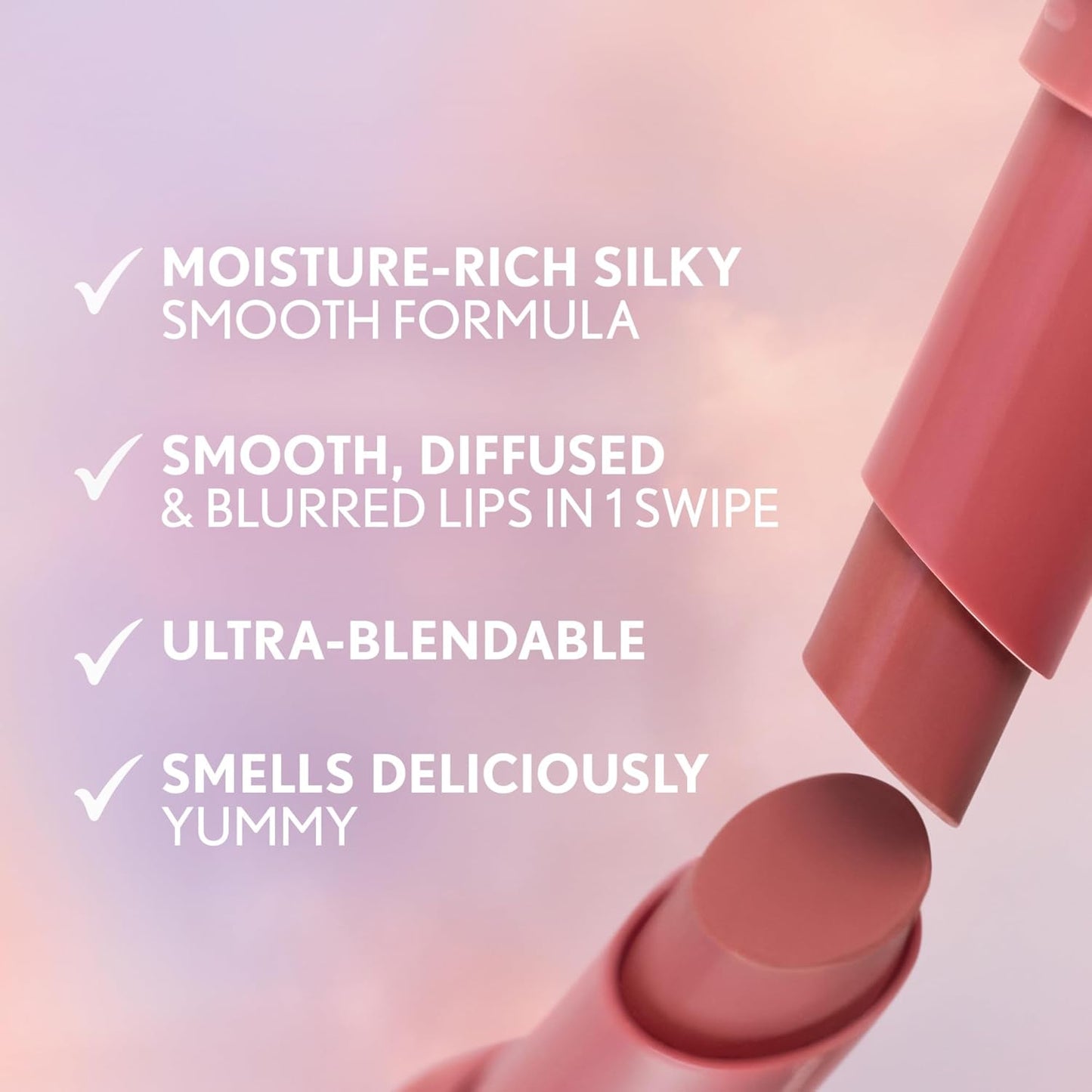 Clean Fresh Yummy Blur Lipstick - Blurring Matte Lip Color, Vegan Formula | 140 Into the Blur (Mauvy Pink)