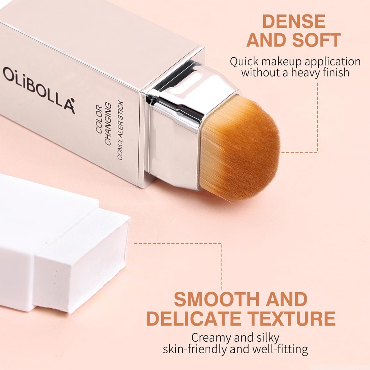 Color-Changing Foundation Stick - 2 in 1 Cream Lumine Makeup with Brush | Satin Glow Finish, Classic Ivory