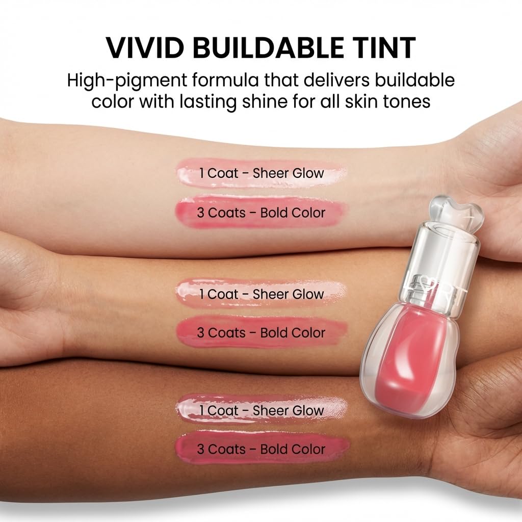 Peptide Lip Oil Gloss - Tinted Hydrating Formula with High-Pigment Shine | Heart-Shaped Cap - 03 (Cherry Melt)