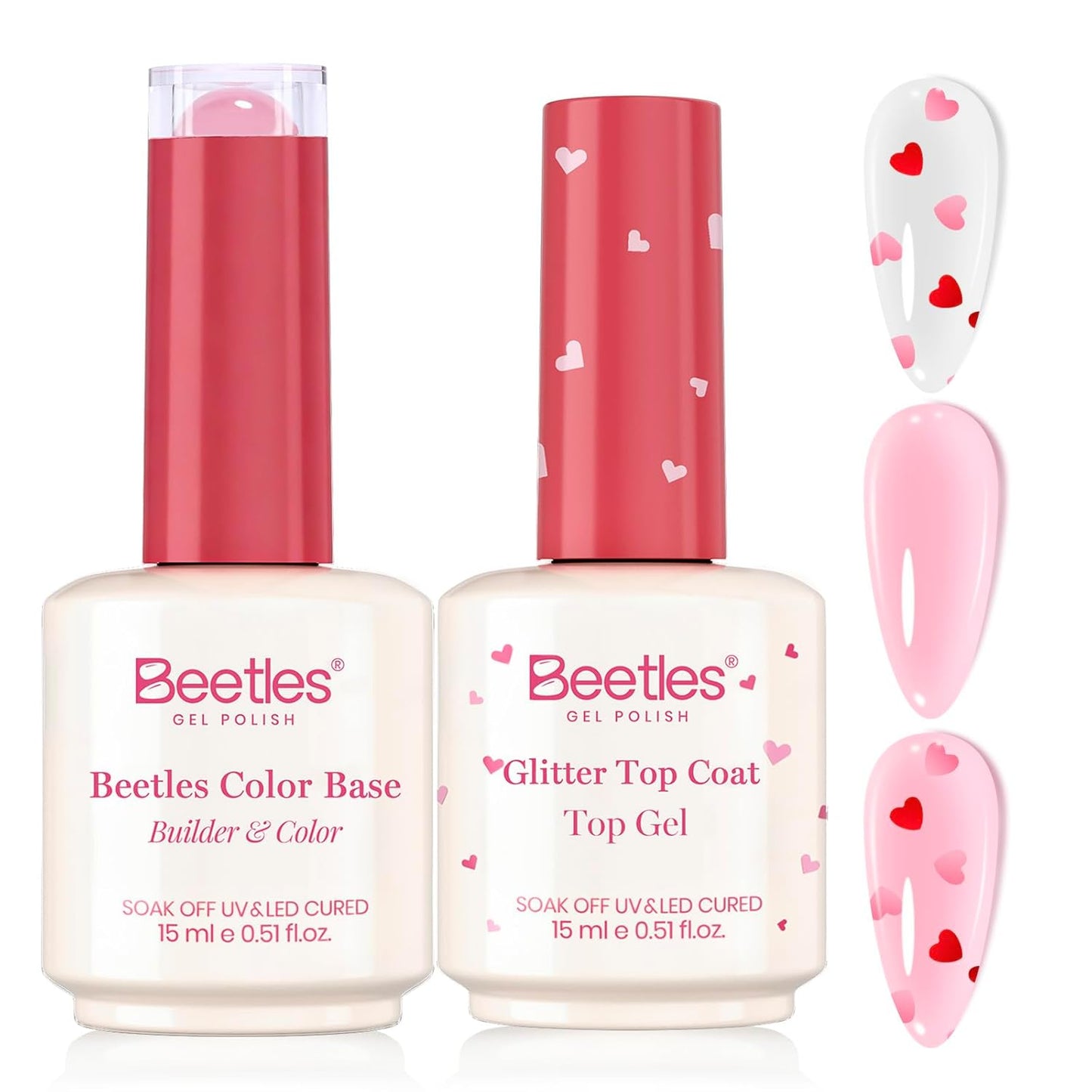 Beetles Base Color Gel Nail Polish Set - 6 Nude Shades | 5-in-1 Builder Rubber Base Coat for Strengthening Natural Nails