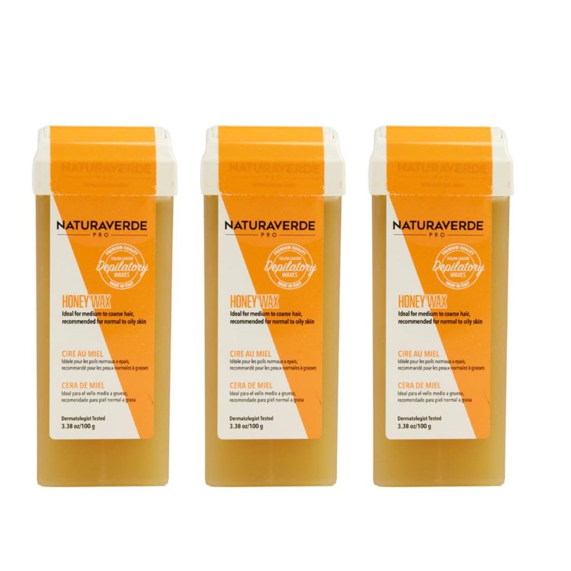 NaturaverdePro Honey Roll On Wax for Hair Removal on Legs, Arms, Chest, Body Wax Hair Remover for Women, Infused with Tea Tree Oil - 3.38 oz