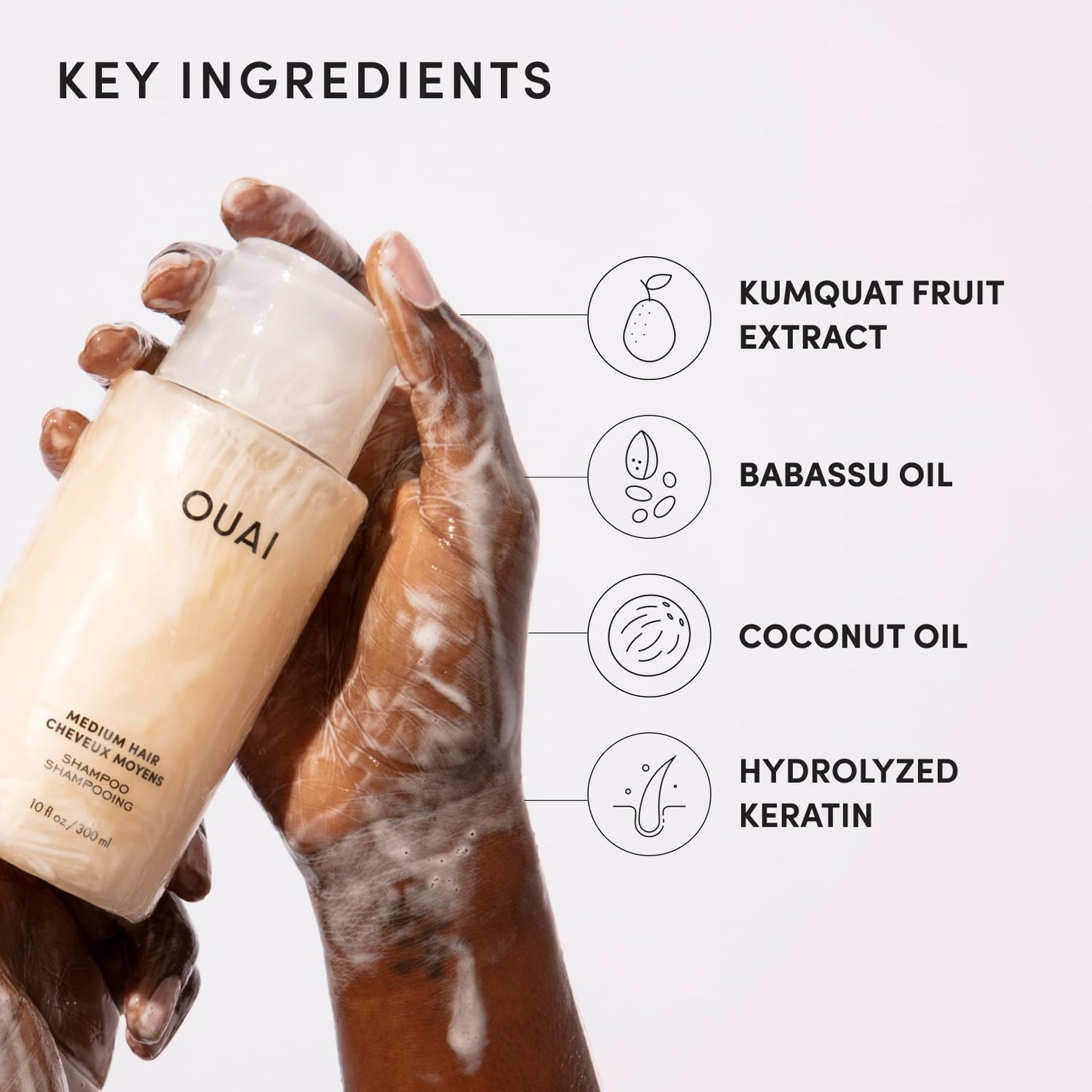 OUAI Medium Hair Shampoo - Hydrating Shampoo for Color Treated Hair & Dry Scalp - Nourishes, Strengthens, Reduces Breakage & Adds Shine - Coconut Oil, Babassu, Keratin - Sulfate Free, Refill 32 Oz
