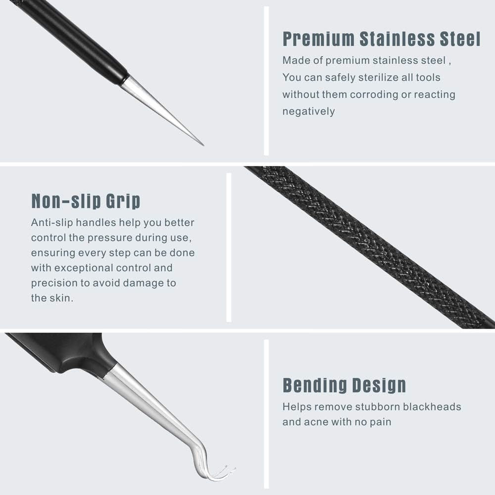 Blackhead Remover Tool Kit - 6-Piece Professional Stainless Steel Comedone Extractors