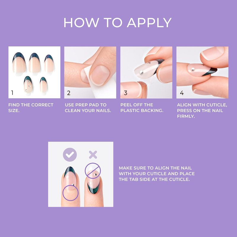 Impress No Glue Press-On Nails - 'Visions' Green Almond Shape | Medium Size, 30 Nails & Accessories Included