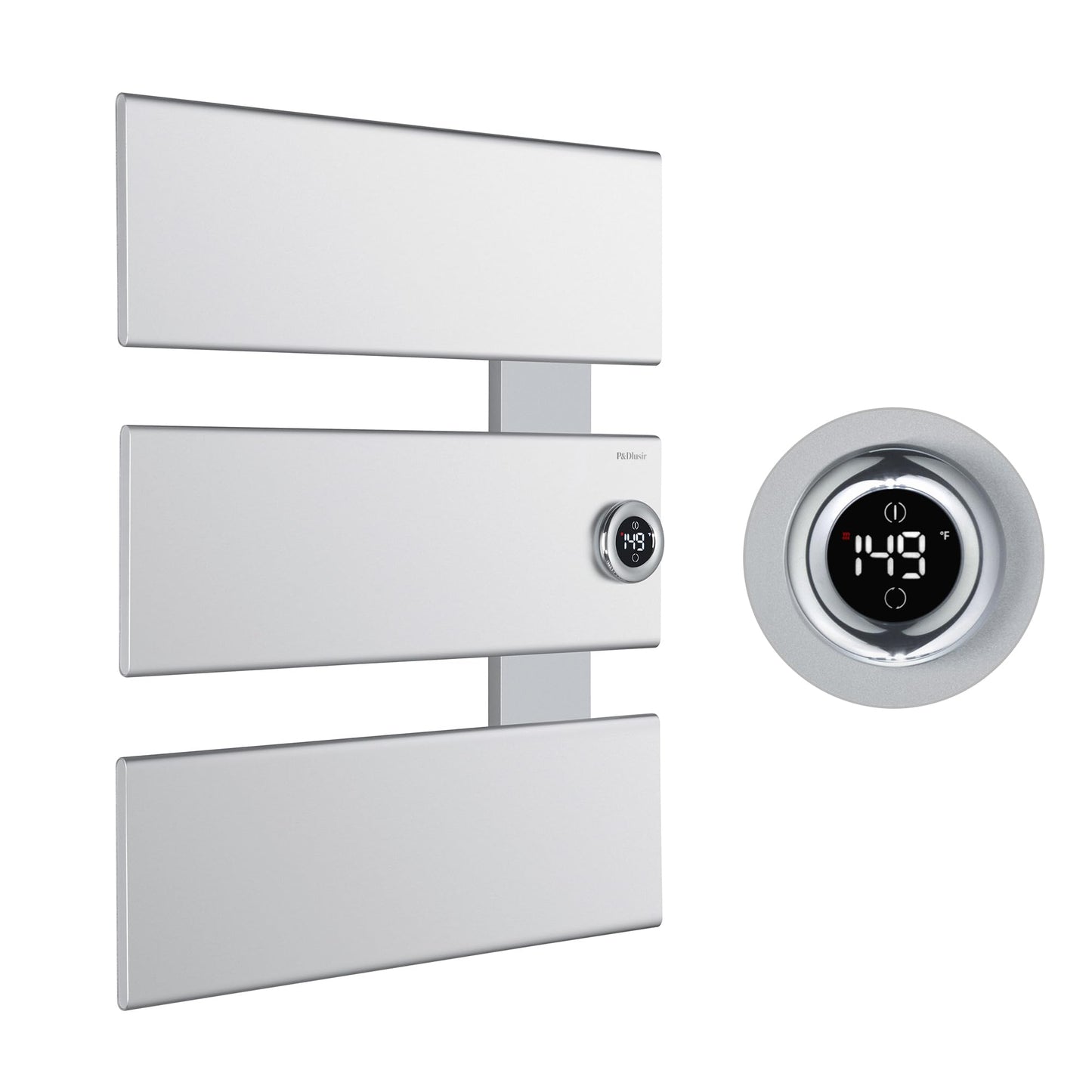 P&Dlusir X Series Heated Towel Rack, 3 Panel, Silver, Right-Wiring