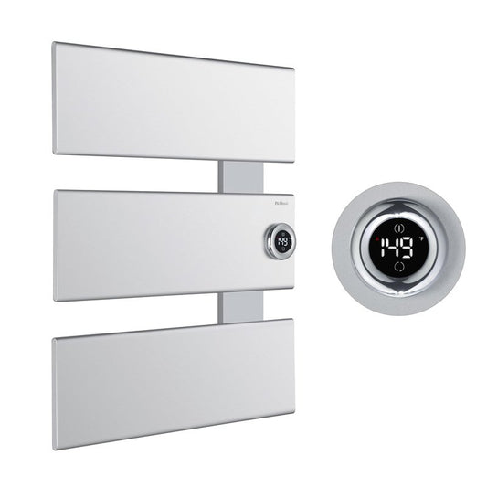 P&Dlusir X Series Heated Towel Rack, 3 Panel, Silver, Right-Wiring