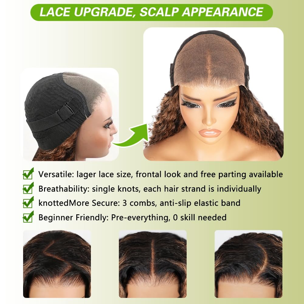 30 Inch Balayage Glueless Human Hair Wig - Pre Plucked HD Lace Front, Ombre Deep Wave, 210 Density | FB/30