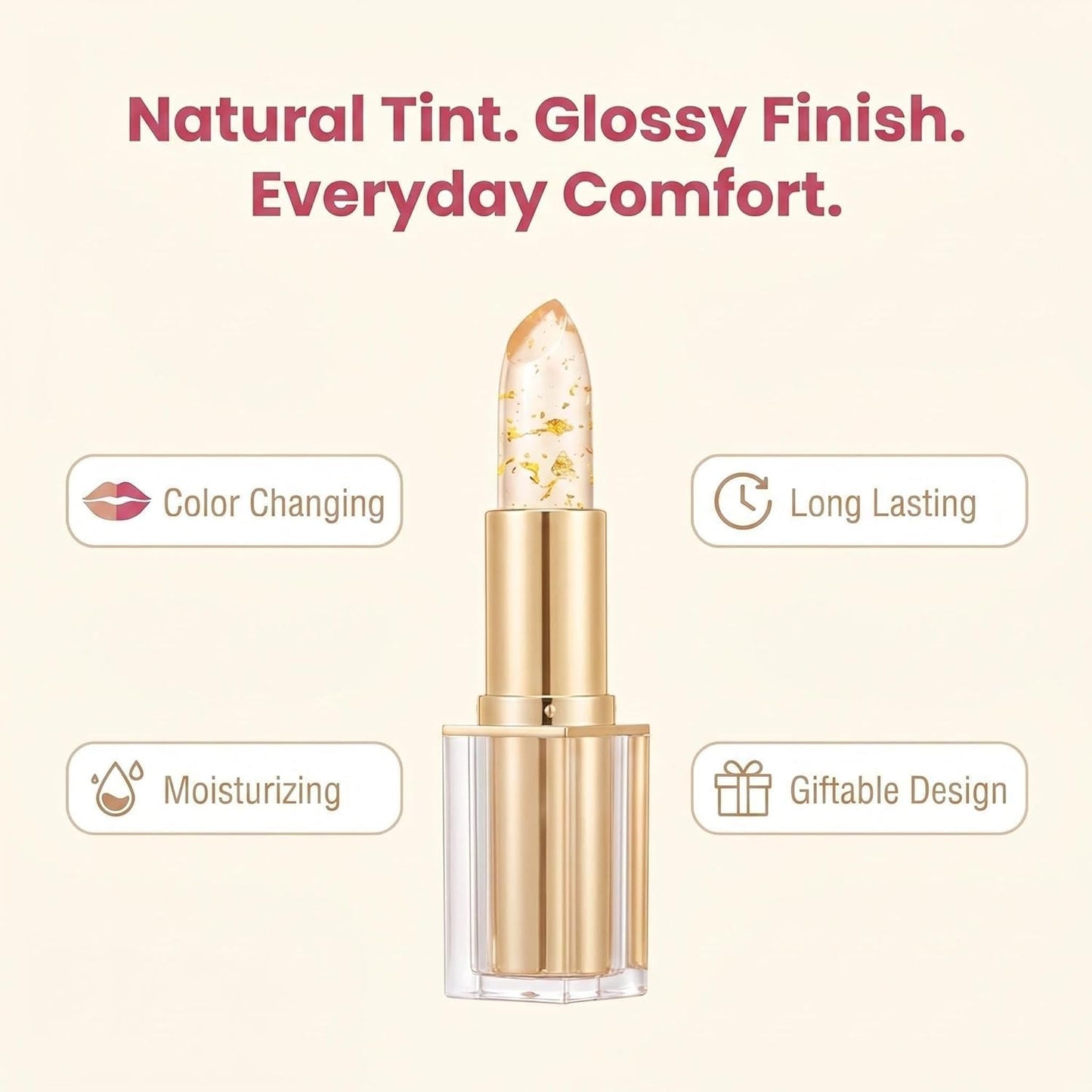 MVC Color Changing Lipstick, pH Lipstick Color Changing Long Lasting, Transferproof Tinted Lip Balm, Gift For Women, Mother's Day & Birthday Gift