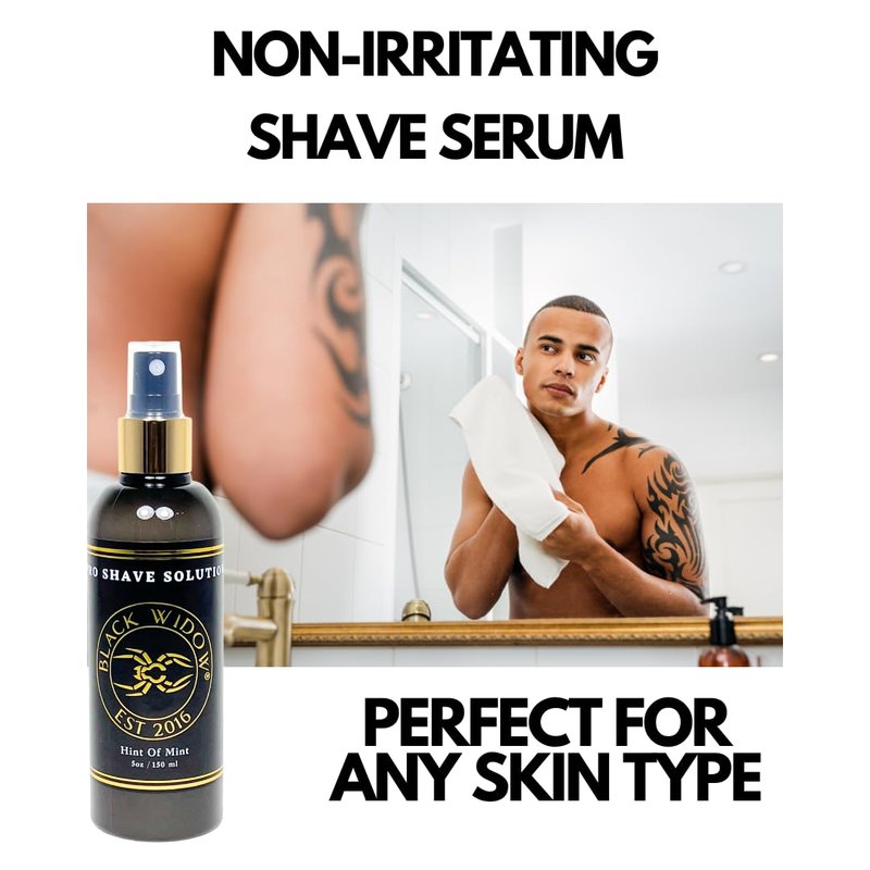 Black Widow Pro Shave Solution - No-Mess Shaving Spray Lotion for Men & Women | Hydrating, Mint-Infused Formula to Reduce Razor Burn