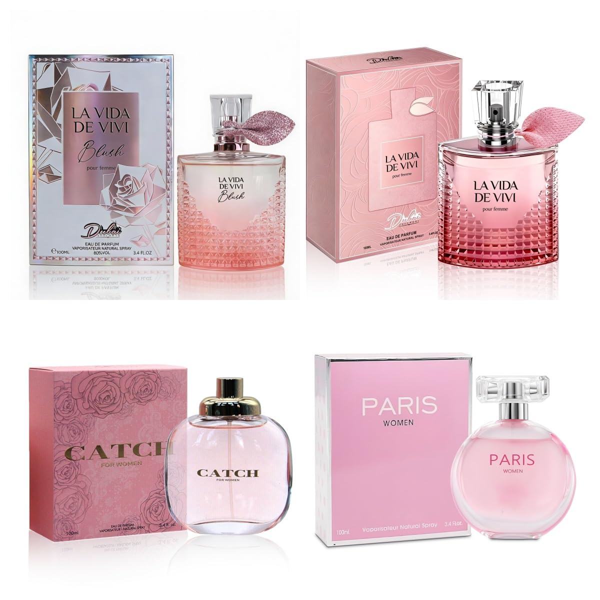 4PCS Women's Perfume Gift Set - Sweet Fruity Vanilla Scents | 3.4 Fl Oz Each