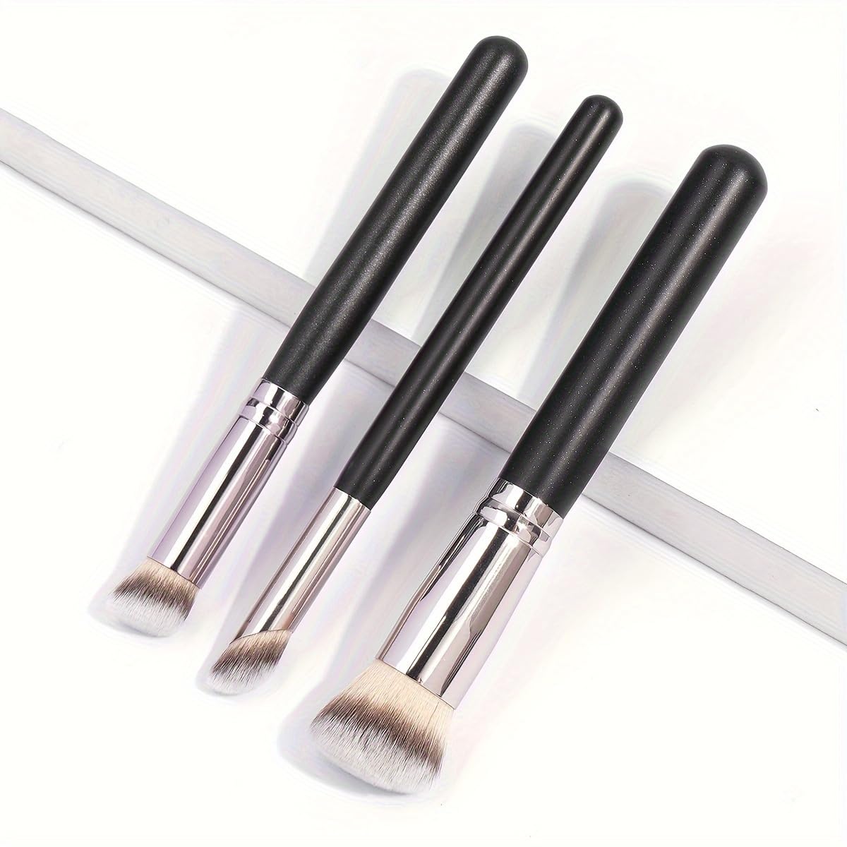 3-Piece Makeup Brush Set - Foundation, Concealer & Eyeshadow Brushes for Flawless Face Application and Blending, Professional Quality Cosmetic Kit for Beginners and Pros