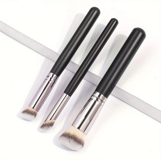 3-Piece Makeup Brush Set - Foundation, Concealer & Eyeshadow Brushes for Flawless Face Application and Blending, Professional Quality Cosmetic Kit for Beginners and Pros