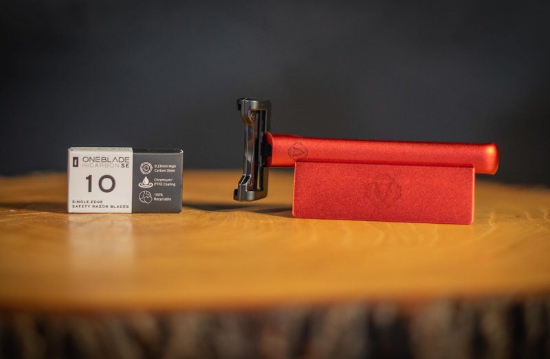 Limited Edition Burn The Ships Red OneBlade Element Safety Razor | Collab X Burn The Ships