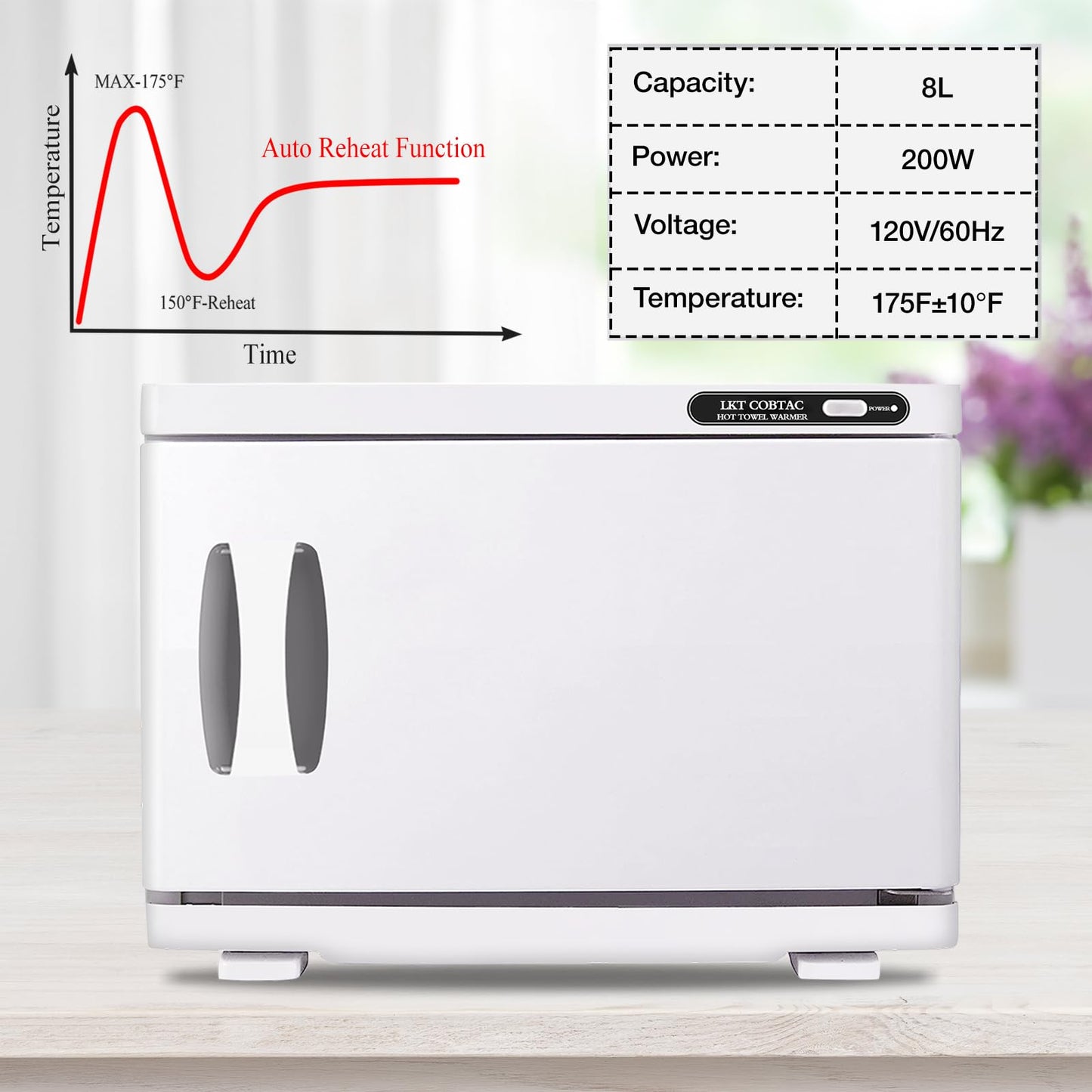 LKT COBTAC Hot Towel Warmer,8L Towel Warmer Cabinet Medium Capacity Esthetician Warmer Heater for Facial Spa, Beauty Salon or Personal Home Use