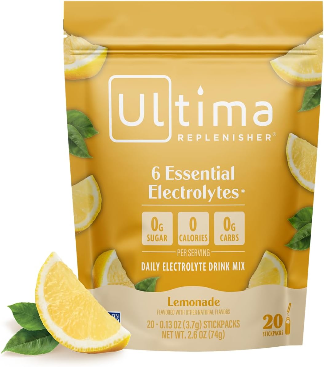 Ultima Replenisher Electrolyte Powder | Zero Sugar Hydration Packets with 6 Electrolytes – Original Variety Pack, 20 Stickpacks