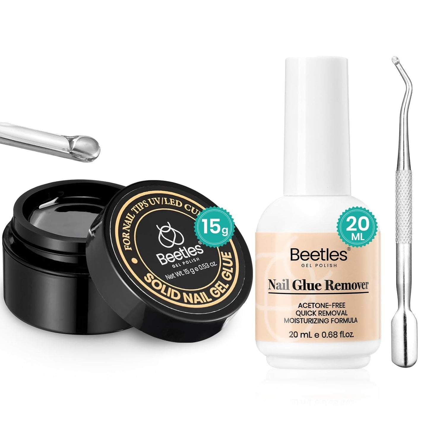 Beetles Nail Tips - Medium Stiletto Apex for DIY Extensions | 16 Sizes 00-14, No Builder Gel Needed