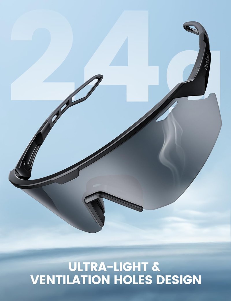 Lamicall Polarized Sports Sunglasses for Men Women, [24g Ultralight] [Adjustable Nose Pad] UV400 Protection Sun Glasses for Cycling Running Baseball Fishing Golf Beach Volleyball Driving
