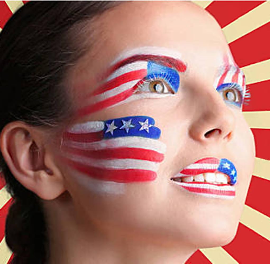 Go Ho Red White and Blue Face Paint Palette,Washable Patriotic Face Body Paint,4th of July Accessories, Face Painting Kit for Independence Day 250 Anniversary USA Face Makeup