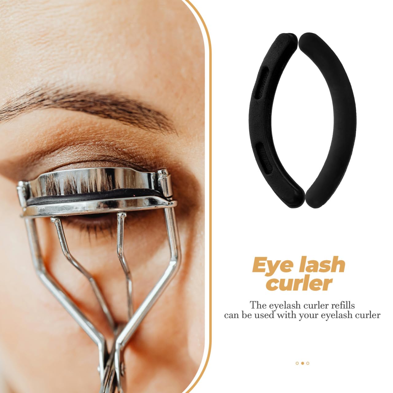 TOVINANNA 24Pcs Eyelash Curler Refills, Universal Lash Replacement Pads, Soft Rubber Eyelash Curler Refill Pad Cushions for Lasting Curling, Black Adhesive Strips with Box