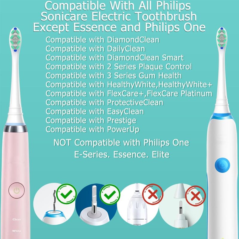 Replacement Heads Compatible with Sonicare Toothbrush, Replacement Brush Head for Philips Sonicare Electric Toothbrush 4100 5100 6100 9900 C2 W3 and More Click-on Handles (8white+8black)
