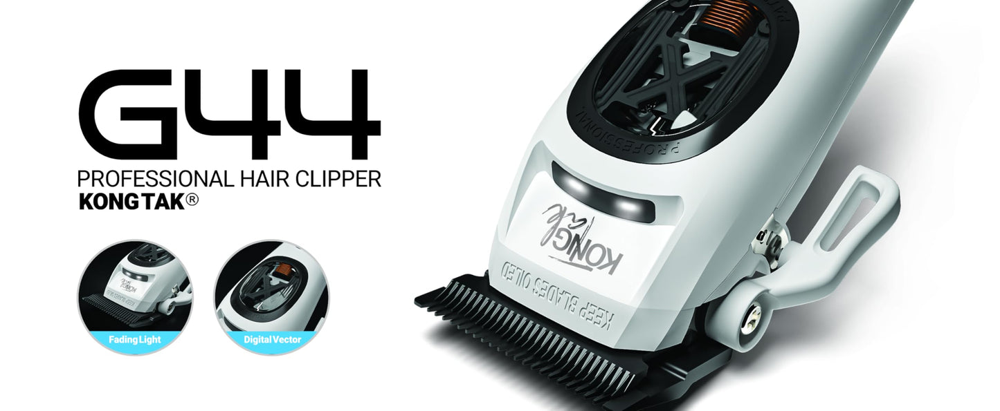 KONG TAK G44 Professional Hair Clipper with Digital Vector Motor UP to 12,000 SPM and DLC Blade