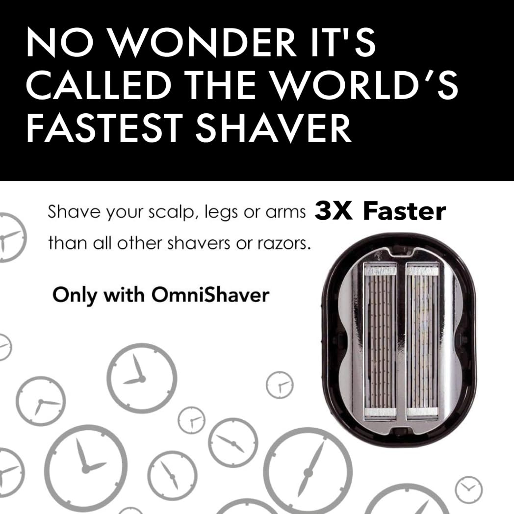 Deluxe Omnishaver Kit - The Fastest Way to Shave Head, Legs, Arms, Body | An Alternative to Disposable Shaving Razors Self Cleans & Strops During Use with Shave Butter & Replacement Cartridges - Black