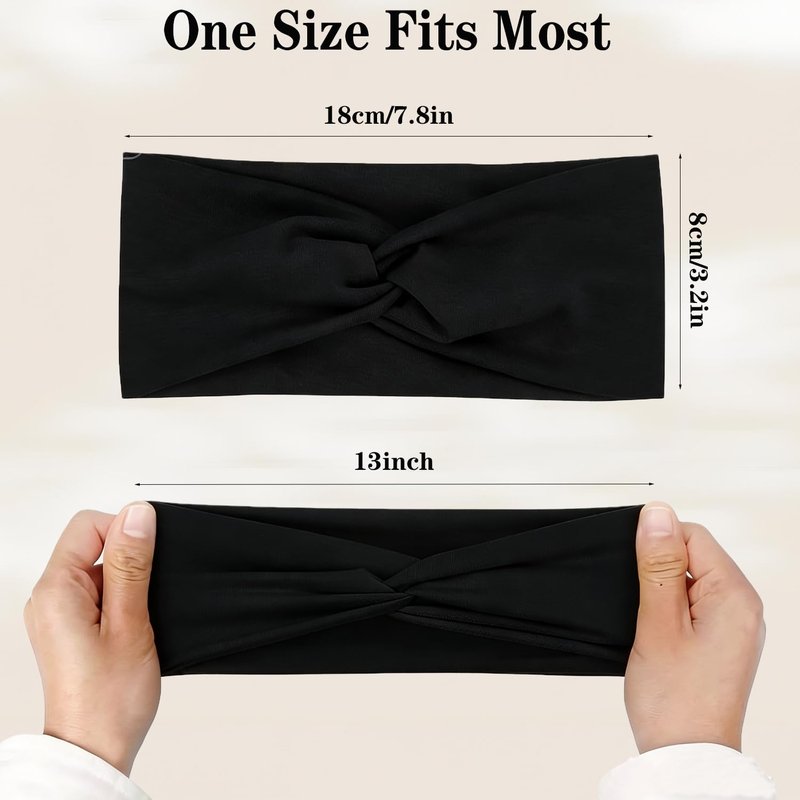 Wide Stretchy Headbands for Women - 6pcs Twist Knotted Set | Soft Non-Slip Yoga & Workout Accessories