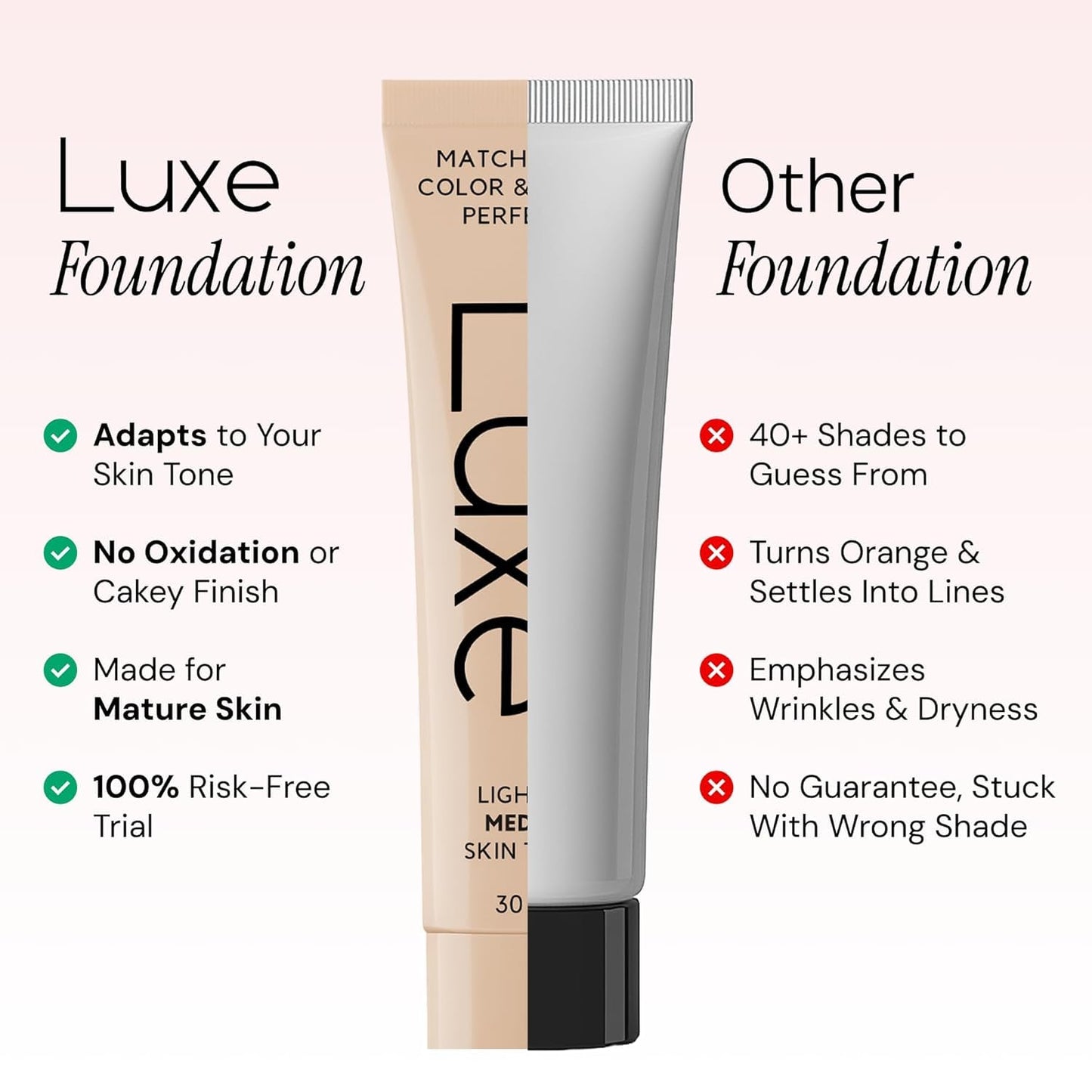 Luxe Color Changing Foundation for Women - Adapts to Skin Tone | Buildable Light-to-Medium Coverage - Dark Shade