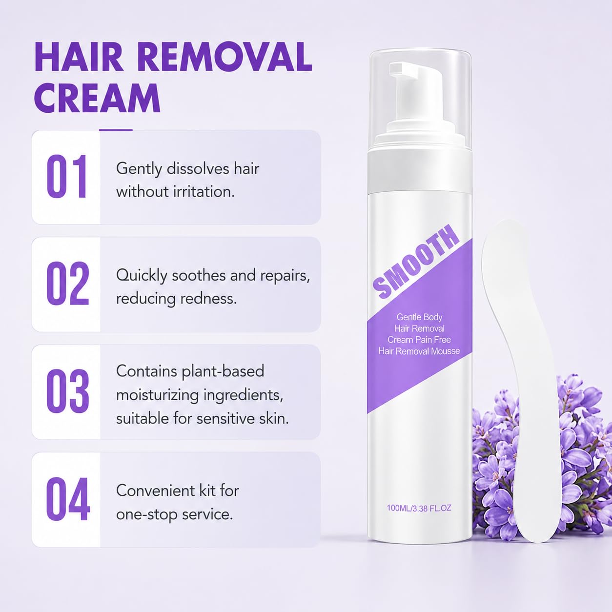 Hair Removal Spray - Gentle Formula for Smooth Skin on Legs, Arms, Chest, Underarms & Bikini Line
