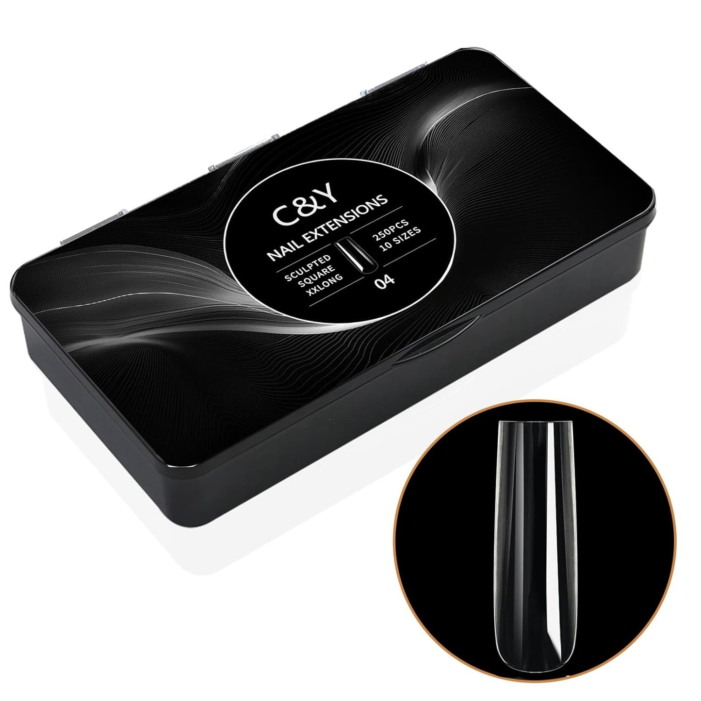 250pcs Sculpted XXLong Square Soft Gel Nail Tips - Full Cover Clear Acrylic Press-On Nails for Salon & DIY Manicure